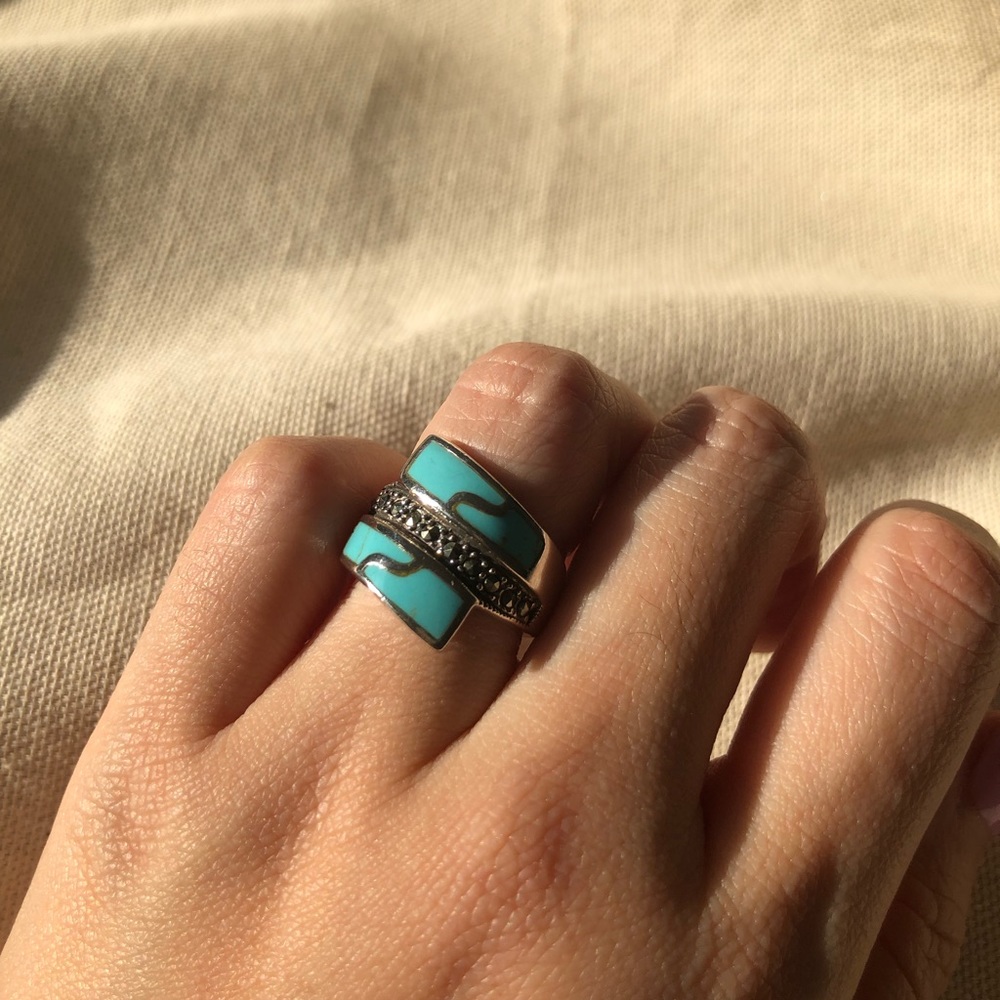 Sterling Silver Turquoise Detail Ring